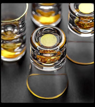 Load image into Gallery viewer, 24K Gold Leaf Small Shot Glass Lead-free Crystal Glass Gild Built In Luxury Golden Vodka Spirit Small Wine Glasses Bar Wine Set