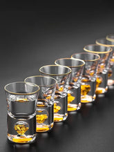 Load image into Gallery viewer, 24K Gold Leaf Small Shot Glass Lead-free Crystal Glass Gild Built In Luxury Golden Vodka Spirit Small Wine Glasses Bar Wine Set