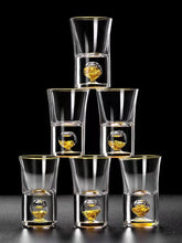 Load image into Gallery viewer, 24K Gold Leaf Small Shot Glass Lead-free Crystal Glass Gild Built In Luxury Golden Vodka Spirit Small Wine Glasses Bar Wine Set