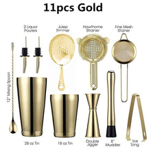 Load image into Gallery viewer, Cocktail Shaker Bar Set: 2 Weighted Boston Shakers,Cocktail Strainer Set,Jigger,Muddler and Spoon, Ice Tong and 2 Bottle Pourer