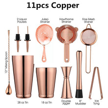 Load image into Gallery viewer, Cocktail Shaker Bar Set: 2 Weighted Boston Shakers,Cocktail Strainer Set,Jigger,Muddler and Spoon, Ice Tong and 2 Bottle Pourer