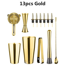 Load image into Gallery viewer, Cocktail Shaker Bar Set: 2 Weighted Boston Shakers,Cocktail Strainer Set,Jigger,Muddler and Spoon, Ice Tong and 2 Bottle Pourer