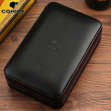 Load image into Gallery viewer, Cigar Humidor Case Portable Cedar Wood Leather Travel Humidor Humidifier Set Gift Box (Without lighter cutter)