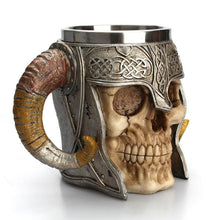 Load image into Gallery viewer, Stainless Steel Skull Mug Viking Drinking Cup Skeleton Resin Beer Stein Tankard Coffee Mug Tea Cup Halloween Gift Bar Drinkware