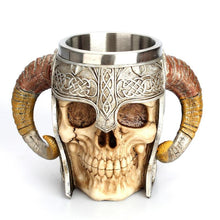 Load image into Gallery viewer, Stainless Steel Skull Mug Viking Drinking Cup Skeleton Resin Beer Stein Tankard Coffee Mug Tea Cup Halloween Gift Bar Drinkware