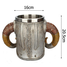 Load image into Gallery viewer, Stainless Steel Skull Mug Viking Drinking Cup Skeleton Resin Beer Stein Tankard Coffee Mug Tea Cup Halloween Gift Bar Drinkware