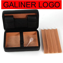 Load image into Gallery viewer, Cigar Humidor Case Portable Cedar Wood Leather Travel Humidor Humidifier Set Gift Box (Without lighter cutter)