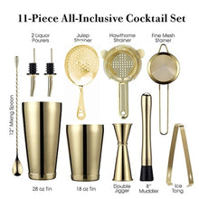 Load image into Gallery viewer, Cocktail Shaker Bar Set: 2 Weighted Boston Shakers,Cocktail Strainer Set,Jigger,Muddler and Spoon, Ice Tong and 2 Bottle Pourer