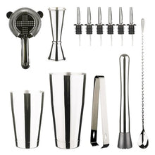 Load image into Gallery viewer, Cocktail Shaker Bar Set: 2 Weighted Boston Shakers,Cocktail Strainer Set,Jigger,Muddler and Spoon, Ice Tong and 2 Bottle Pourer
