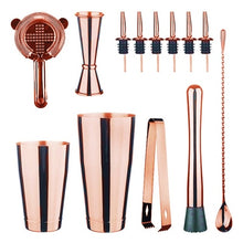Load image into Gallery viewer, Cocktail Shaker Bar Set: 2 Weighted Boston Shakers,Cocktail Strainer Set,Jigger,Muddler and Spoon, Ice Tong and 2 Bottle Pourer