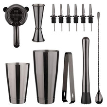 Load image into Gallery viewer, Cocktail Shaker Bar Set: 2 Weighted Boston Shakers,Cocktail Strainer Set,Jigger,Muddler and Spoon, Ice Tong and 2 Bottle Pourer