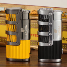 Load image into Gallery viewer, COHIBA Cigar Lighter Refillable Butane Gas 3 Torch Jet Flame Windproof Cigarette Smoking Lighter W/ Cutter Punch Gift Box