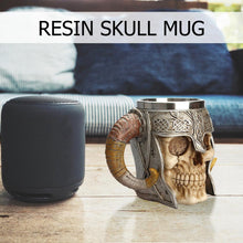 Load image into Gallery viewer, Stainless Steel Skull Mug Viking Drinking Cup Skeleton Resin Beer Stein Tankard Coffee Mug Tea Cup Halloween Gift Bar Drinkware