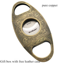 Load image into Gallery viewer, Pure Copper Ciigars Cutter Guillotine with Gift Box Double Blades Craving Pocket Bronze Cigars Knife Scissor Cutting Accessories