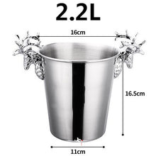 Load image into Gallery viewer, 2.2L  5L Ice Buckets Stainless Steel Wine ice Bucket Wine Chiller Wine Bottle Cooler Champagne Beer Chiller Ice Barrel