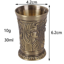 Load image into Gallery viewer, Shot Glass 1oz Metal Vintage Egyptian Chalice Creative Wine Shot Glasses Personalized Sip Glass Used for Tequila Vodka Cocktail