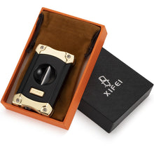 Load image into Gallery viewer, V-Cut Cigar Cutter Built-in Punch W/ Gift Box Cigarette Scissors Accessories Smoking Puncher Tools