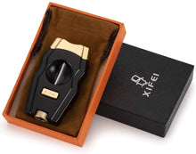 Load image into Gallery viewer, V-Cut Cigar Cutter Built-in Punch W/ Gift Box Cigarette Scissors Accessories Smoking Puncher Tools