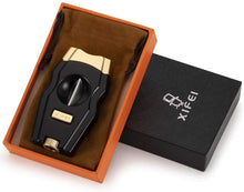 Load image into Gallery viewer, V-Cut Cigar Cutter Built-in Punch W/ Gift Box Cigarette Scissors Accessories Smoking Puncher Tools