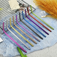 Load image into Gallery viewer, 10Pcs Reusable Drinking Straw Metal Straws 304 Stainless Steel Straws Set with Brush Bar Cocktail Straw for Glasses Drinkware