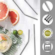 Load image into Gallery viewer, 10Pcs Reusable Drinking Straw Metal Straws 304 Stainless Steel Straws Set with Brush Bar Cocktail Straw for Glasses Drinkware