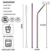 Load image into Gallery viewer, 10Pcs Reusable Drinking Straw Metal Straws 304 Stainless Steel Straws Set with Brush Bar Cocktail Straw for Glasses Drinkware