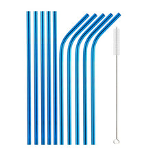Load image into Gallery viewer, 10Pcs Reusable Drinking Straw Metal Straws 304 Stainless Steel Straws Set with Brush Bar Cocktail Straw for Glasses Drinkware