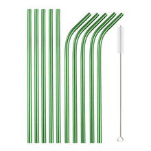 Load image into Gallery viewer, 10Pcs Reusable Drinking Straw Metal Straws 304 Stainless Steel Straws Set with Brush Bar Cocktail Straw for Glasses Drinkware