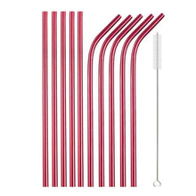 Load image into Gallery viewer, 10Pcs Reusable Drinking Straw Metal Straws 304 Stainless Steel Straws Set with Brush Bar Cocktail Straw for Glasses Drinkware