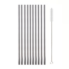 Load image into Gallery viewer, 10Pcs Reusable Drinking Straw Metal Straws 304 Stainless Steel Straws Set with Brush Bar Cocktail Straw for Glasses Drinkware