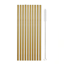 Load image into Gallery viewer, 10Pcs Reusable Drinking Straw Metal Straws 304 Stainless Steel Straws Set with Brush Bar Cocktail Straw for Glasses Drinkware