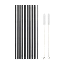 Load image into Gallery viewer, 10Pcs Reusable Drinking Straw Metal Straws 304 Stainless Steel Straws Set with Brush Bar Cocktail Straw for Glasses Drinkware