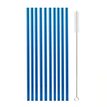 Load image into Gallery viewer, 10Pcs Reusable Drinking Straw Metal Straws 304 Stainless Steel Straws Set with Brush Bar Cocktail Straw for Glasses Drinkware