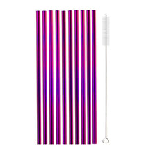 Load image into Gallery viewer, 10Pcs Reusable Drinking Straw Metal Straws 304 Stainless Steel Straws Set with Brush Bar Cocktail Straw for Glasses Drinkware