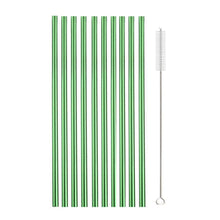 Load image into Gallery viewer, 10Pcs Reusable Drinking Straw Metal Straws 304 Stainless Steel Straws Set with Brush Bar Cocktail Straw for Glasses Drinkware
