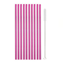 Load image into Gallery viewer, 10Pcs Reusable Drinking Straw Metal Straws 304 Stainless Steel Straws Set with Brush Bar Cocktail Straw for Glasses Drinkware