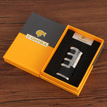 Load image into Gallery viewer, COHIBA Cigar Lighter Refillable Butane Gas 3 Torch Jet Flame Windproof Cigarette Smoking Lighter W/ Cutter Punch Gift Box