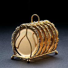 Load image into Gallery viewer, Golden Cocktail Coaster Metal Exquisite Cake Tray Set Dishes Rack Set Vintage Zinc Alloy Silver Plated Mat Placemat Snack Tray