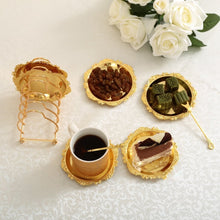 Load image into Gallery viewer, Golden Cocktail Coaster Metal Exquisite Cake Tray Set Dishes Rack Set Vintage Zinc Alloy Silver Plated Mat Placemat Snack Tray