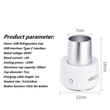 Load image into Gallery viewer, USB Refrigerator Beverage Fast Cooler Cup Electric Beer Bottle Can Water Soda Drinks Cooling Mug Ice Car Home Refrigeration Cup