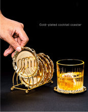 Load image into Gallery viewer, Golden Cocktail Coaster Metal Exquisite Cake Tray Set Dishes Rack Set Vintage Zinc Alloy Silver Plated Mat Placemat Snack Tray