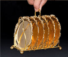 Load image into Gallery viewer, Golden Cocktail Coaster Metal Exquisite Cake Tray Set Dishes Rack Set Vintage Zinc Alloy Silver Plated Mat Placemat Snack Tray