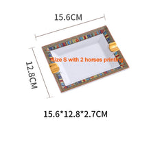 Load image into Gallery viewer, European Luxury Grid Pattern Ceramic Cigar Ashtray With Human Head Horse Design Ash Tray Holder Decoration Business Gifts