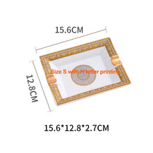 Load image into Gallery viewer, European Luxury Grid Pattern Ceramic Cigar Ashtray With Human Head Horse Design Ash Tray Holder Decoration Business Gifts