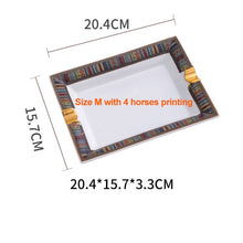 Load image into Gallery viewer, European Luxury Grid Pattern Ceramic Cigar Ashtray With Human Head Horse Design Ash Tray Holder Decoration Business Gifts