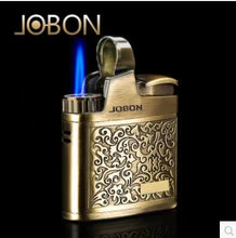 Load image into Gallery viewer, Embossed Butane Gas Lighter Jet Metal Windproof Torch Cigarette Cigar Lighter Retro Press Ignition Smking Accessories