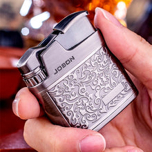 Load image into Gallery viewer, Embossed Butane Gas Lighter Jet Metal Windproof Torch Cigarette Cigar Lighter Retro Press Ignition Smking Accessories