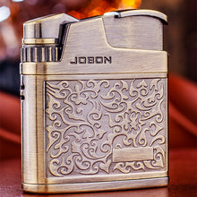 Load image into Gallery viewer, Embossed Butane Gas Lighter Jet Metal Windproof Torch Cigarette Cigar Lighter Retro Press Ignition Smking Accessories