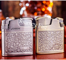 Load image into Gallery viewer, Embossed Butane Gas Lighter Jet Metal Windproof Torch Cigarette Cigar Lighter Retro Press Ignition Smking Accessories