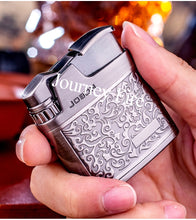 Load image into Gallery viewer, Embossed Butane Gas Lighter Jet Metal Windproof Torch Cigarette Cigar Lighter Retro Press Ignition Smking Accessories